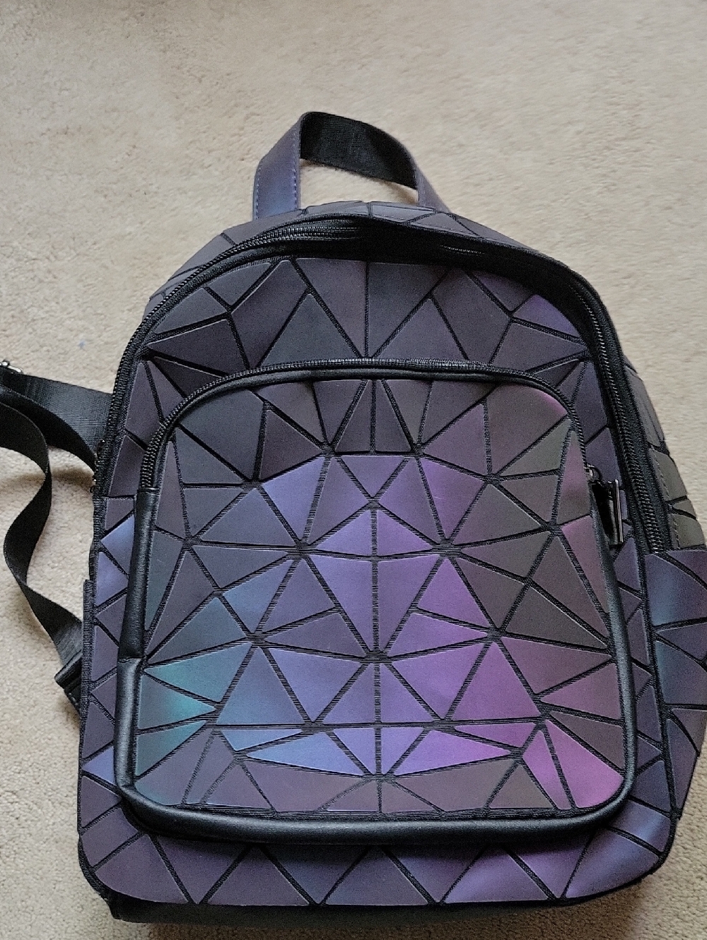 Geometric Holographic Triangle Mini Backpack
